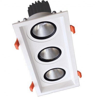 Φωτιστικό LED Χωνευτό Κινητό 3x30W 230V 6300lm 24° 3000K Θερμό Φως IP44 Λευκό